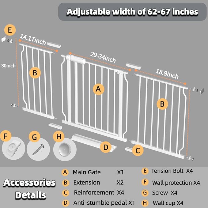 TSAYAWA Extra Wide Walk Through Baby Gate - Image 2