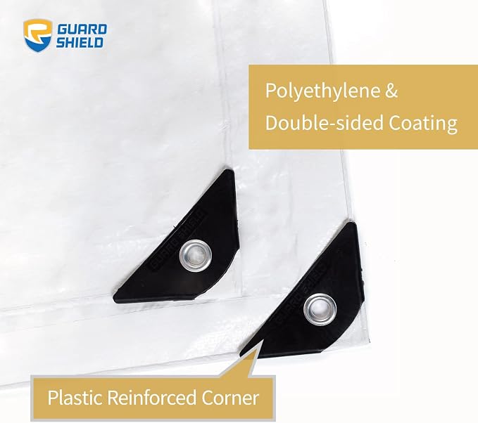 GUARD SHIELD White Tarp 10x10 Feet Medium Duty All Purpose Poly Tarps Cover 7mil - Image 2