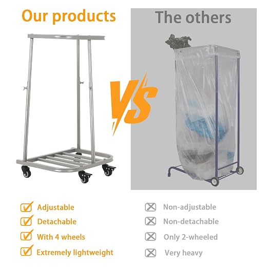 4-Wheel Trash Bag Holder, Outdoor Metal Leaf Bag Holder Stand, Garbage Bag - Image 4