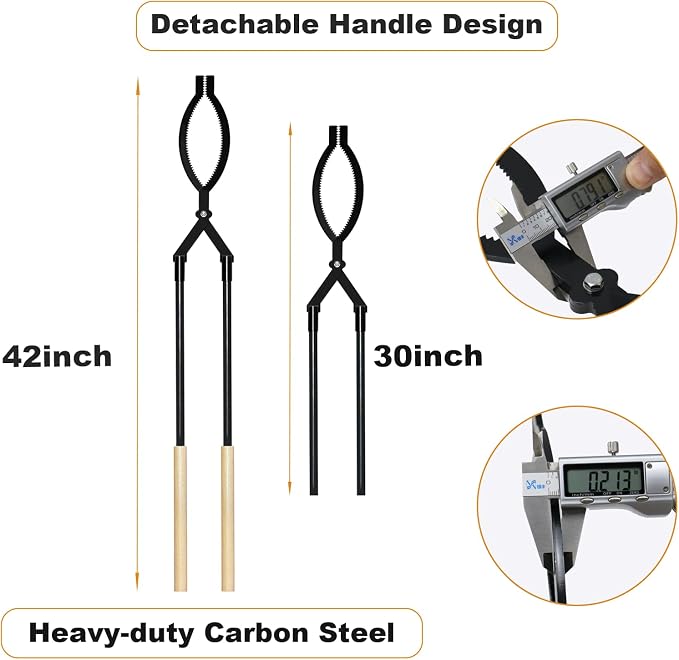 Heavy Duty Firewood Tongs – 42" Large Fireplace Tongs Log Grabber - Image 2