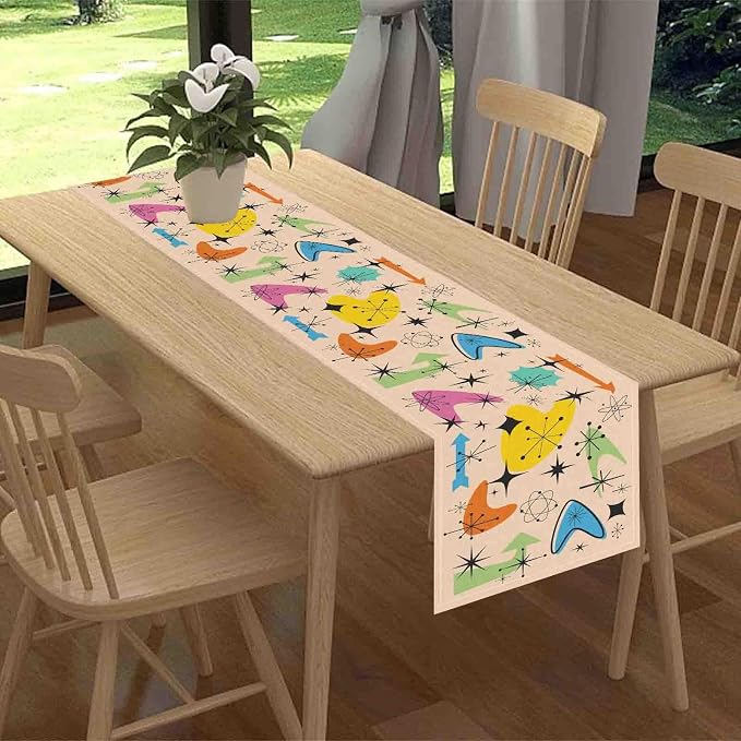 Mid Century Table Runner, Retro 1950s Atomic Minimalist Modern Abstract - Image 2