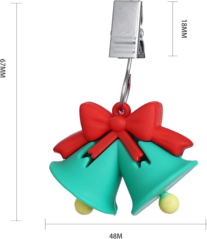 TwoFish Home Set of 4 Xmas Bell Tablecloth Weights Clips Handicraft Xmas Bell - Image 3