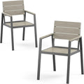Outdoor Patio Dining Chairs Set of 2, Aluminum & HDPS All-Weather by ComfCove