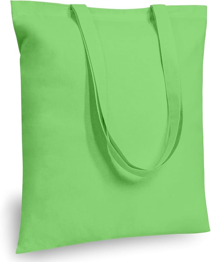 TOPDesign 6-Pack Economical 16"x15" Baby Green Cotton Tote Bags, Lightweight by TOPDesign