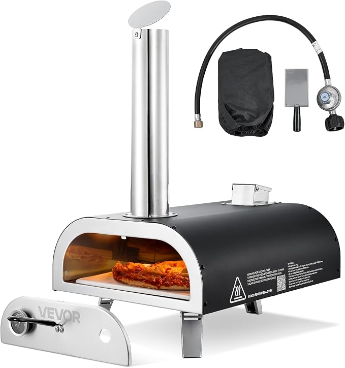 VEVOR Dual Fuel Pizza Oven Outdoor, 12 in Wood Fire & Propane Gas Pizza Ovens by VEVOR