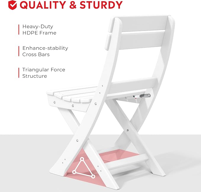 Costaelm Paradise 3-Piece Outdoor HDPE Folding Patio Bistro Table and Chairs - Image 4