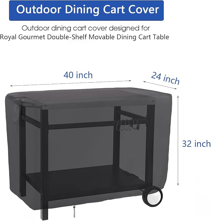 Outdoor Prep Table Cover for Royal Gourmet Double-Shelf Movable Dining Cart - Image 2