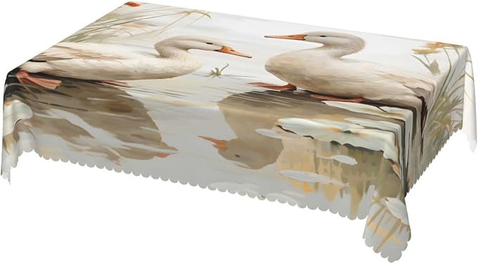 Rectangle Table Cloth Retro Duck Waterproof Tablecloth 54 x 72 in Washable - Image 8