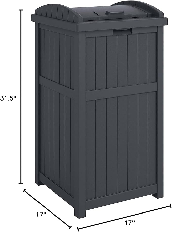 Suncast 2 Pack Trash Hideaway Refuse Container, Stylish Resin Outdoor Garbage - Image 9