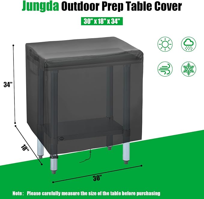 Outdoor Prep Table Cover, 30 Inch Waterproof Stainless Steel Prep Cart Table - Image 2