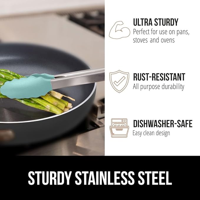 Tongs with Silicone Head and Stainless Steel Frame in Mint