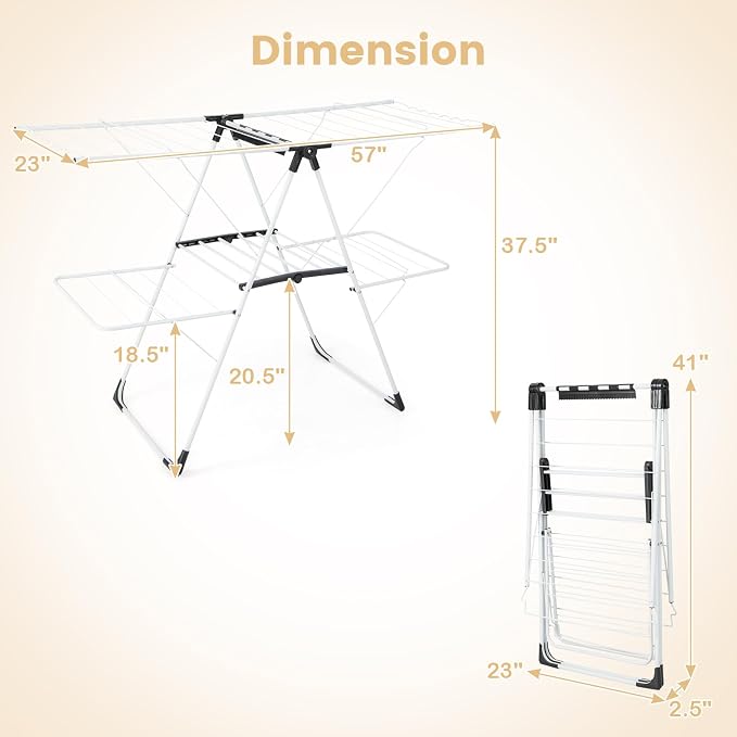 GOFLAME Clothes Drying Rack, 2-Tier Folding Laundry Drying Rack - Image 7