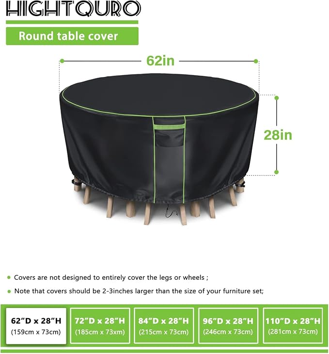 Round Patio Table Cover for Outdoor Table Chairs Set, 600D Outdoor Furniture - Image 8