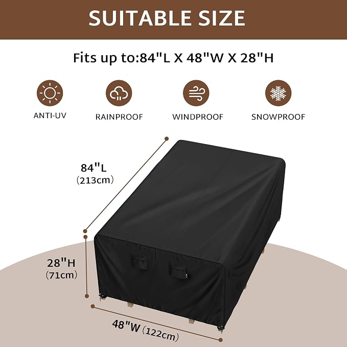 iBirdie Outdoor Patio Furniture Set Covers 84 x 48 inch fit 4 x 7 ft, 46 inch - Image 2