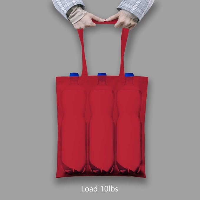 TOPDesign 12-Pack Economical 16"x15" Red Cotton Tote Bag, Lightweight Medium - Image 6