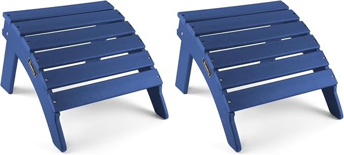 FUNBERRY Folding Adirondack Ottoman Set of 2, HDPE All Weather Outdoor Foot Rest by FUNBERRY