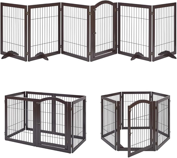 unipaws 144" Extra Wide Dog Gate and Pet Playpen, Free Standing Tall Dog Fence by unipaws