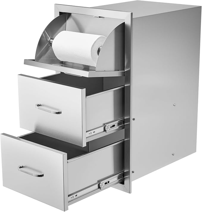 VEVOR 17W x 30H x 21D Inch Outdoor Kitchen Stainless Steel Double Access Drawers by VEVOR