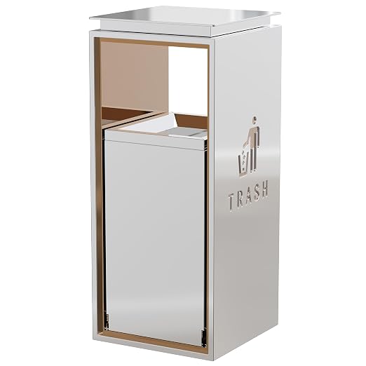 Commercial Trash Can - 42L Heavy Duty Stainless Steel Garbage Bin by CrazyAnt