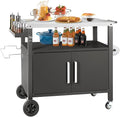 Grill Cart Table with Big Storage Cabinet, Movable Outdoor Dining Cart Pizza by Kendane
