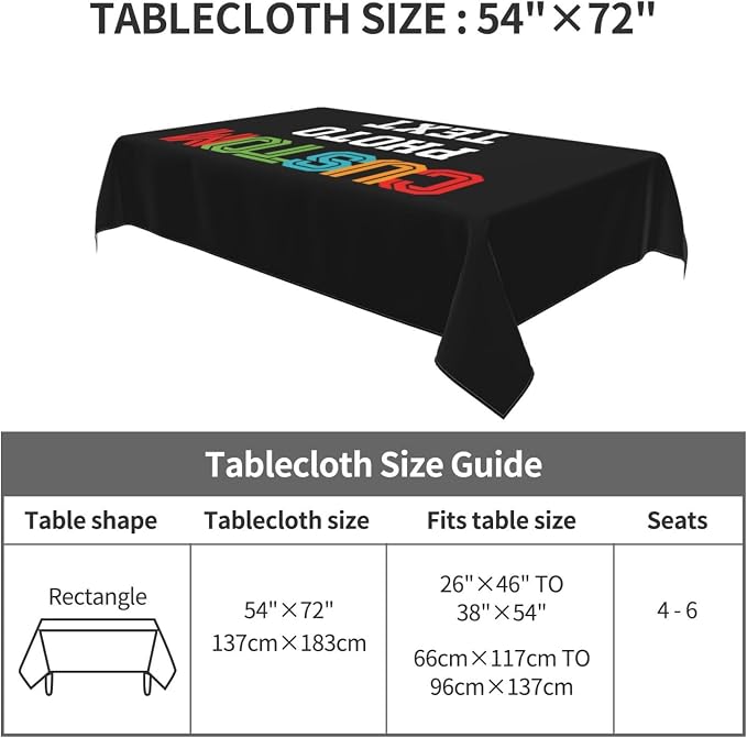 Custom Rectangle Table Cloth, Add Your Own Photo Logo Text, Personalized - Image 2