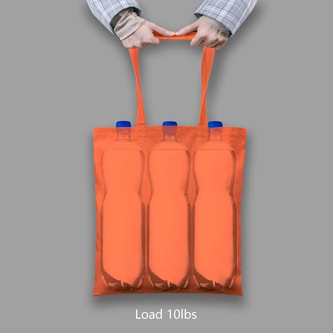 TOPDesign 24-Pack Economical 16"x15" Orange Cotton Tote Bag, Lightweight Medium - Image 6
