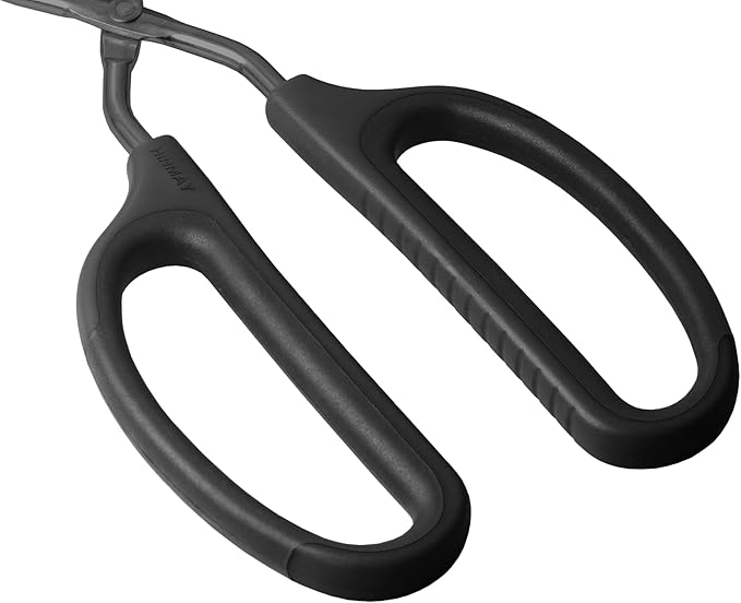 Tongs 3-Piece Set, Black Stainless Steel Scissor Style, 10, 12 and 16 Inch