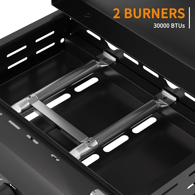 2 Burner BBQ Gas Griddle with Hood, 17.3 Inch Stainless Steel Portable - Image 4