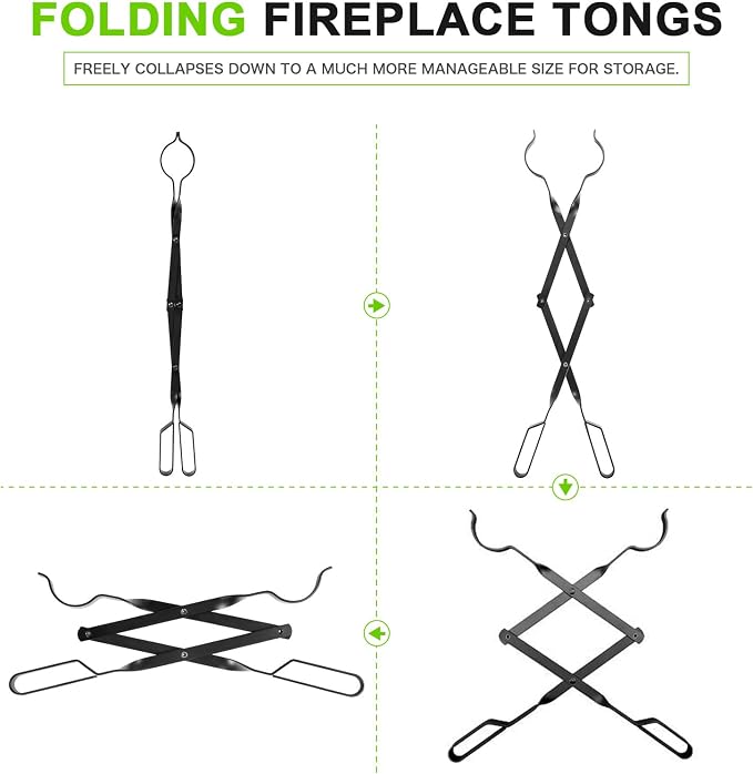 Fireplace Tongs 26”, himaly Heavy Duty Wrought Iron Steel Fireplace Poker Tools - Image 4