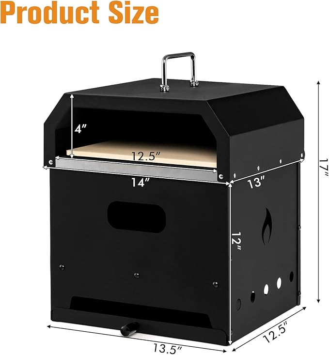 Giantex 4-in-1 Outdoor Pizza Oven Wood Fired, 2-Layer Pizza Maker Grill - Image 7