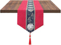 Embroidered Tassel Table Runner Chinese Style Landscape Painting Waterproof by BOAOYIGE