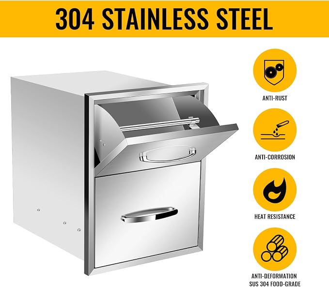 Pull Out Trash Drawer, Lower Sliding Rails Stainless Steel Roll Out Trash Bin - Image 3