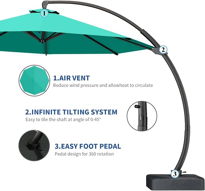 7 Piece Patio Dining Set with 11ft Patio Umbrella, 7 Black Outdoor HDPE Dining - Image 4