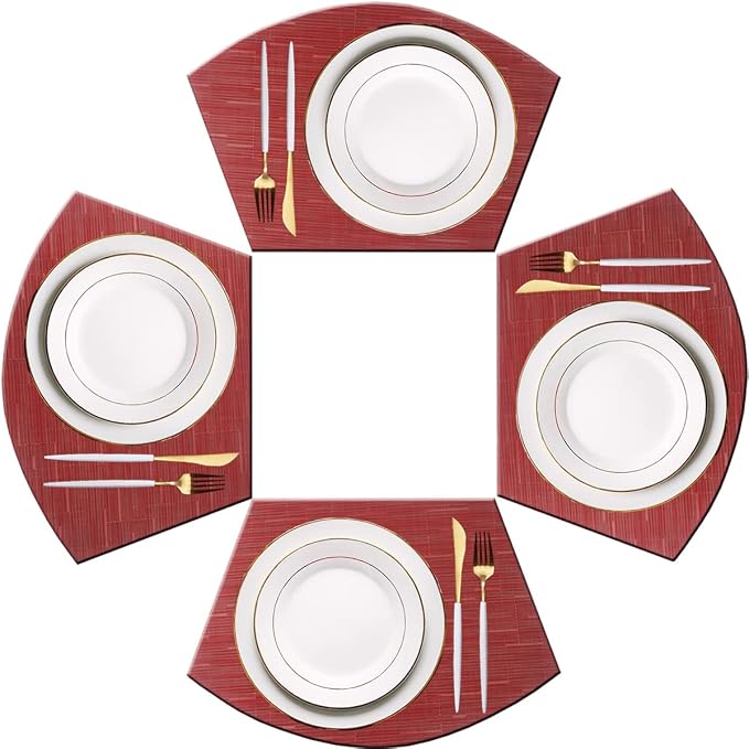PIGCHCY Wedge Shaped Placemats for Dining Table Cross-Weave Washable Vinyl by PIGCHCY