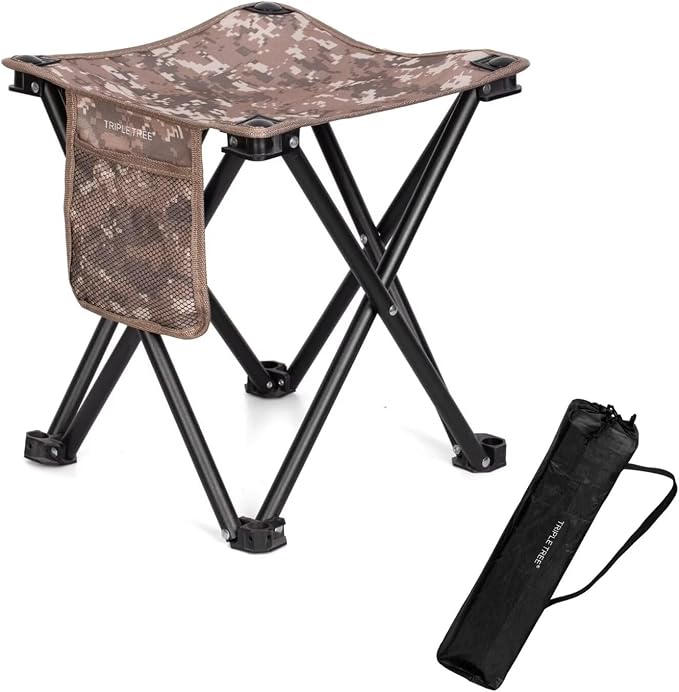 Triple Tree 1 Pack Folding Camping Stool, 13.8 Inch Small Portable Lightweight by Zaboro