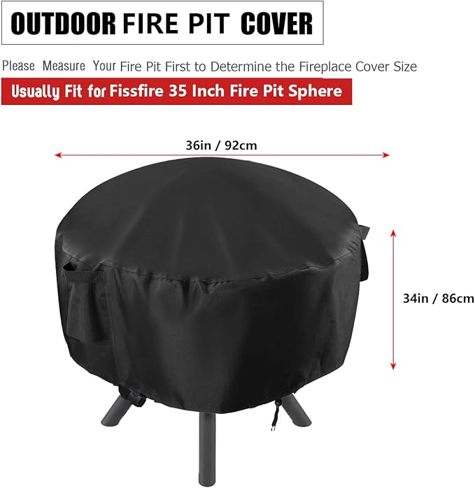 POMER Fire Pit Cover, Round Fire Pit Cover - Image 2