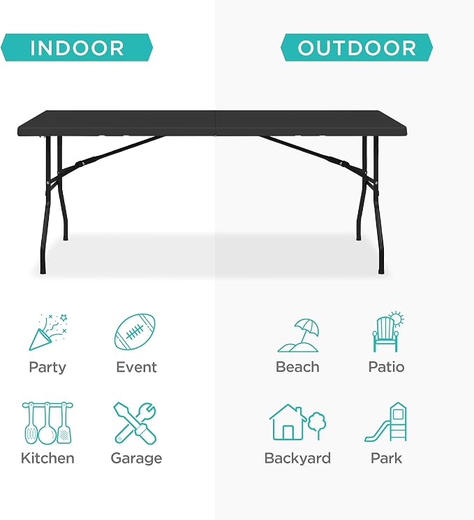 Best Choice Products 6ft Plastic Folding Table, Indoor Outdoor Heavy Duty - Image 4