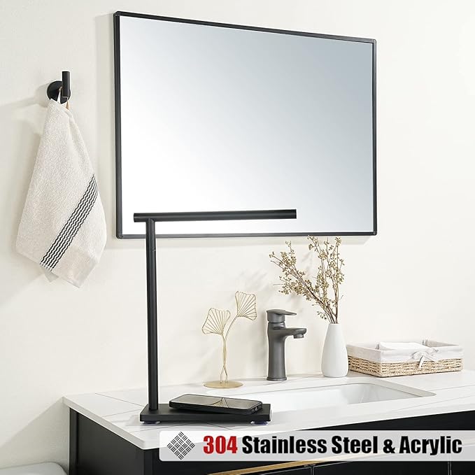 JQK Hand Towel Holder Stand Black, Modern Tree Rack Free Standing - Image 4