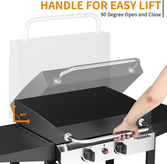 2 Burner BBQ Gas Griddle with Hood, 17.3 Inch Stainless Steel Portable - Image 5