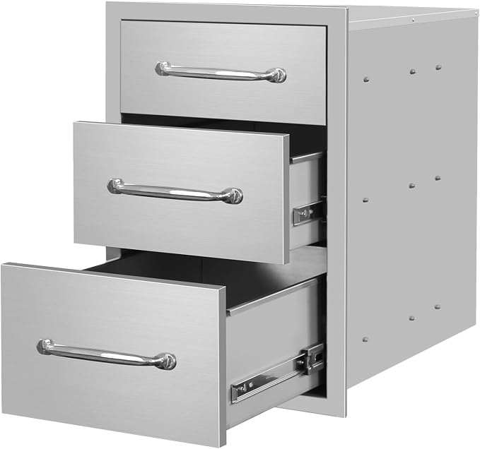 Outdoor Kitchen Drawers 14" Wx21 Hx21 D Flush Mount Access 3-Drawer BBQ by Unknown