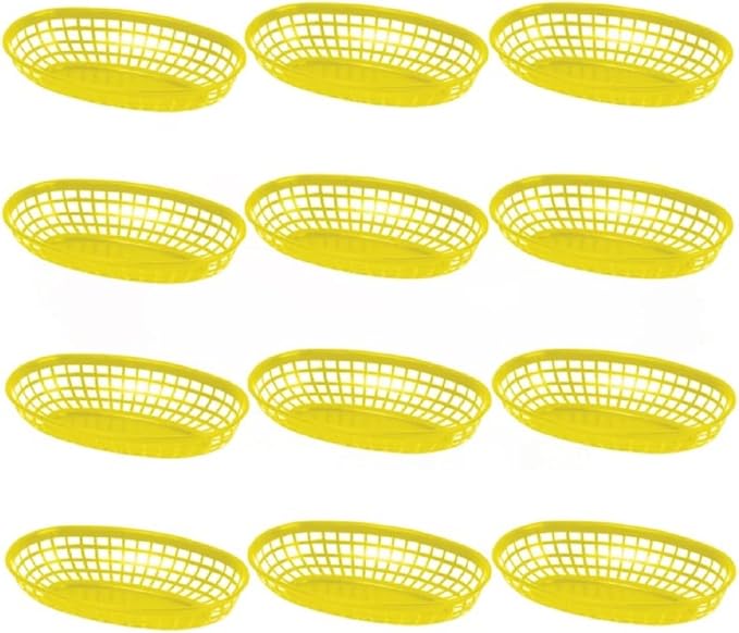 TrueCraftware- 9-3/8" Oval Fast Food Basket Yellow Plastic Set of 12- Fry Fast by Unknown