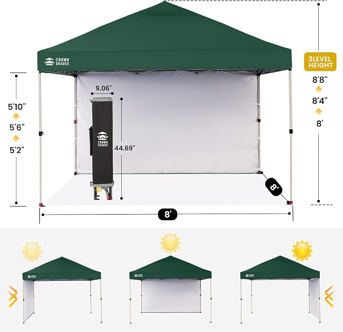 CROWN SHADES 8x8 Pop up Canopy Instant Canopy - Image 3
