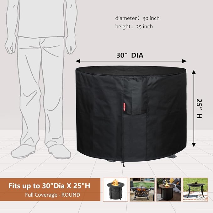 SheeChung Fire Pit Cover Round 30" Dx25 H, Propane Firepit Covers - Image 2