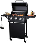 3 Burner Propane Gas Grill, 30000 BTU Outdoor Gas BBQ Grill Cooking by LOUAORIS