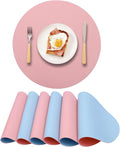 Round Faux Leather Placemats Set of 6, Reversible PU Placemat by Unknown
