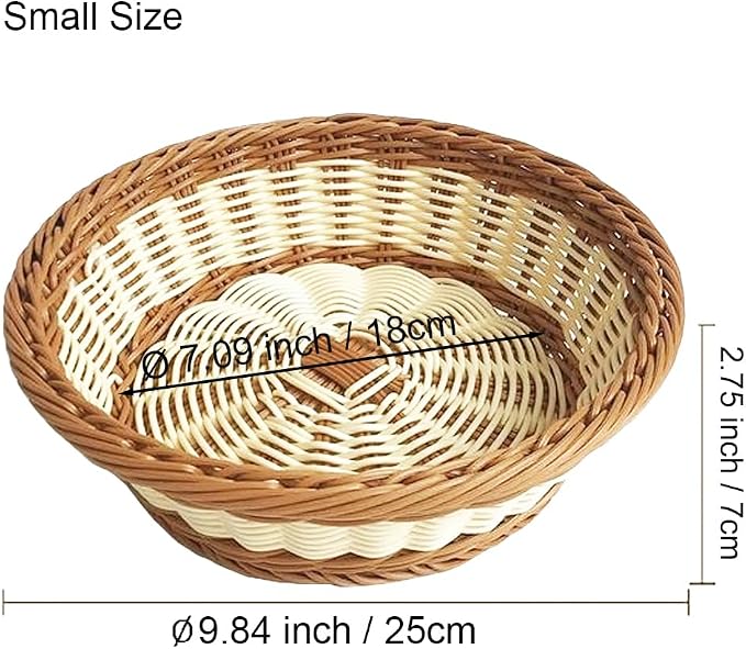 RT&BS Round Wicker Bread Basket, Christmas Food Baskets, Eco-Friendly Sturdy - Image 2