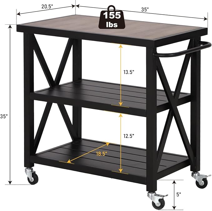PHI VILLA Outdoor Grill Table, Elegant Grill Cart - Image 5