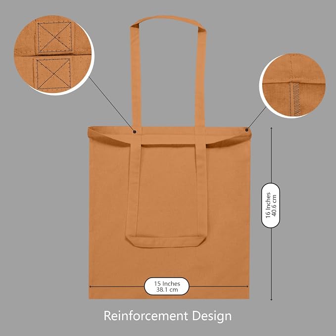 TOPDesign 6-Pack Economical 16"x15" Khaki Cotton Tote Bags, Lightweight Medium - Image 3