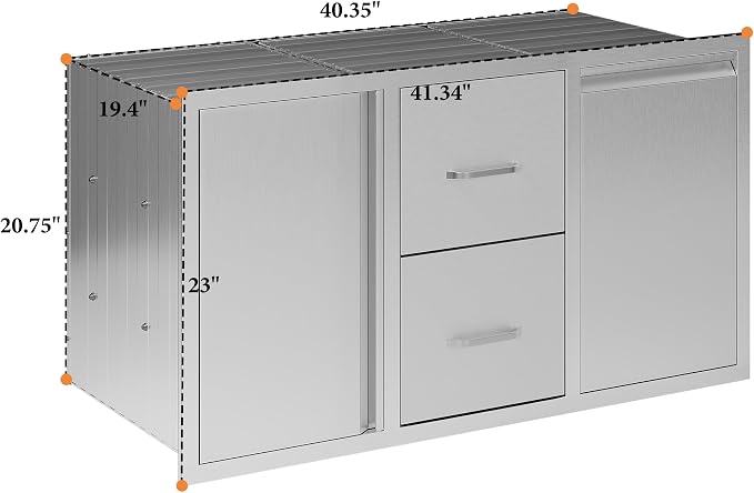 Jocisland Outdoor Kitchen Drawers 41.5" W×23" D×23" H Stainless Steel Drawers - Image 3