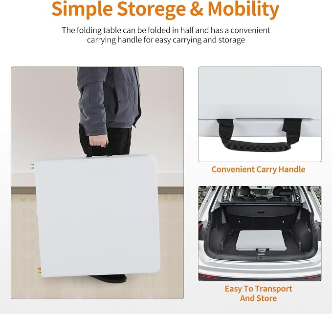 BestOffice Camping Folding 4 Foot Plastic Table - Image 5